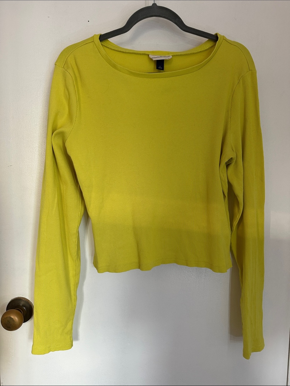 Universal Thread Lime Green Ribbed Long-Sleeve Tee